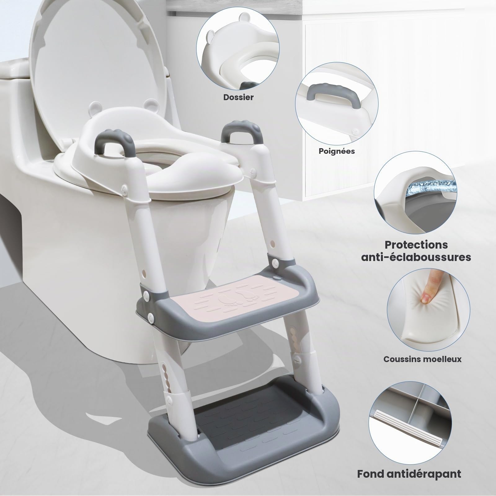 Reducteur Toilette Enfant Réducteurs, Rehausseur Toilette Enfant Réducteur Toilette Enfant Adaptateur Toilette Enfant Coussinet Antidérapant Siege Toilette Enfant, Avec L'oreille