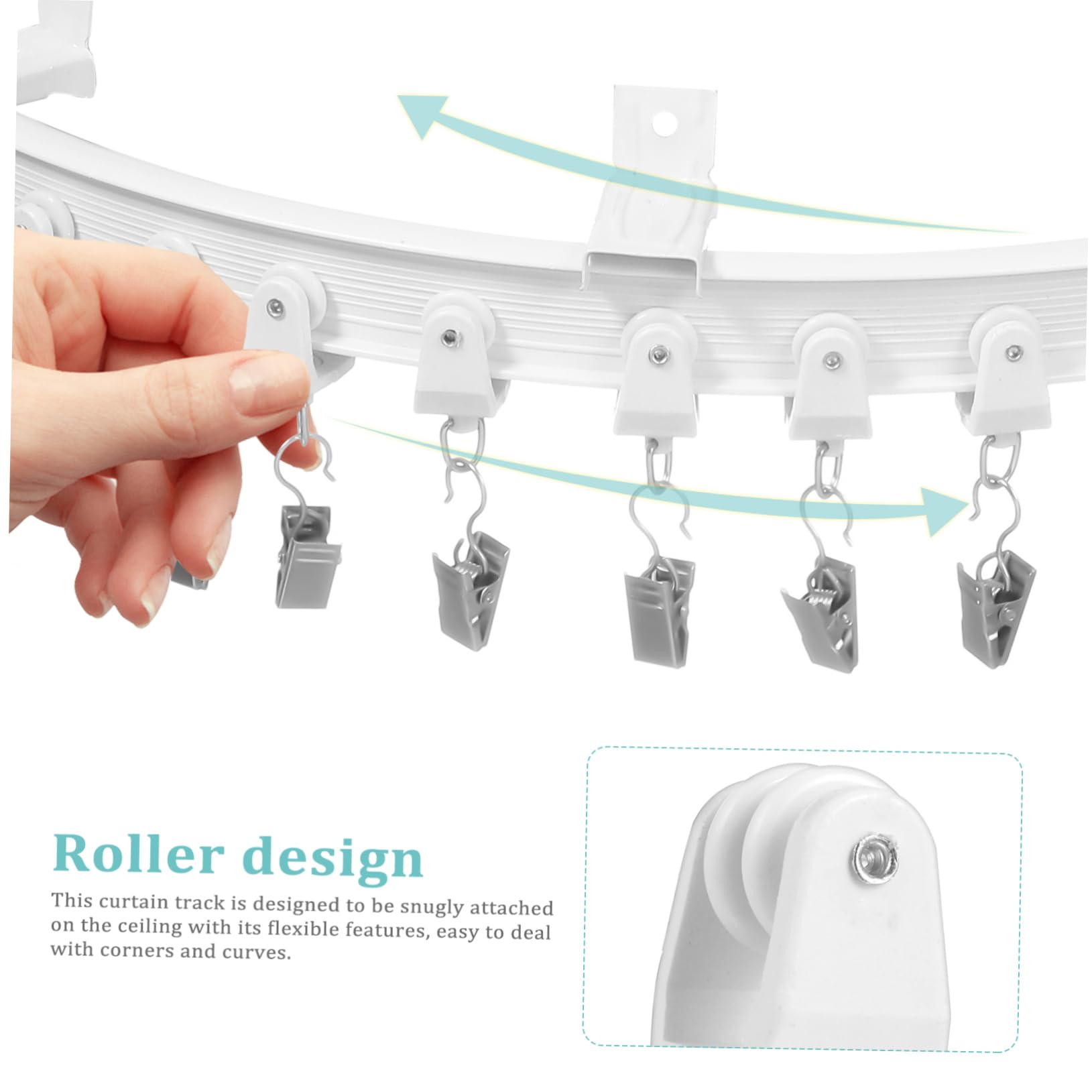 VOSAREA Rail de Rideau Flexible et Mural Système de Fixation pour Rideaux de Séparation Rideaux Incurvés