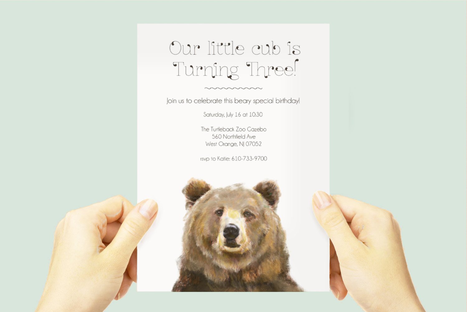 Bear Cub Birthday Party Invite, Baby Animal Theme, Customizable Woodland Birthday Party Invitation, Forest