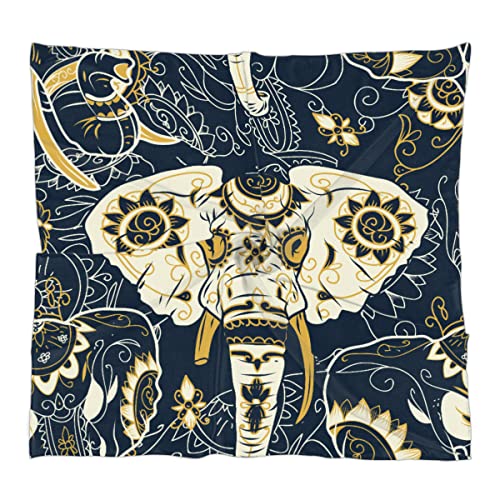 Elephant Square Silk Hair Scarf for Women, Lightweight Summer Head Scarf for Girls Wedding Travel Yoga Handkerchief Shawl Sunscreen Scarves Hair Accessories 23.6 Inches