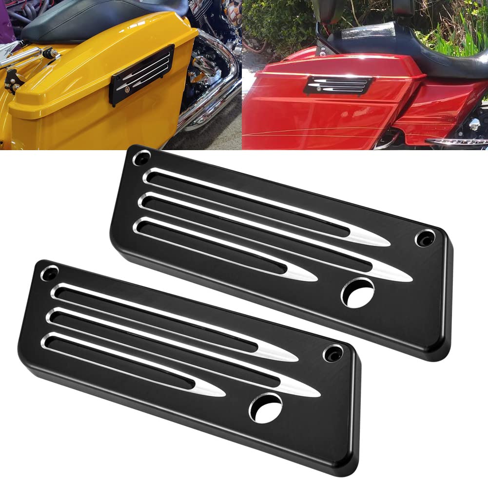 Coperture Laterali Borse Rigide In Alluminio Nero Per Harley Touring 2014-2017 – Sinistra E Destra, Con Foro Serratura – TUINCYN - 3