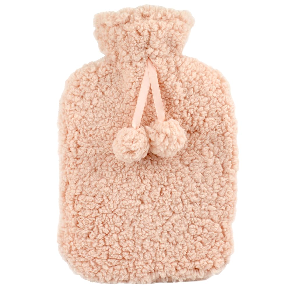 A2z Peach Hot Water Bottle 2 Litre Capacity Teddy Fur Fleece Cover Rubber Leak Proof Hot Water Bag For Pain Relief Cosy Nights And Relaxation Body Warmer