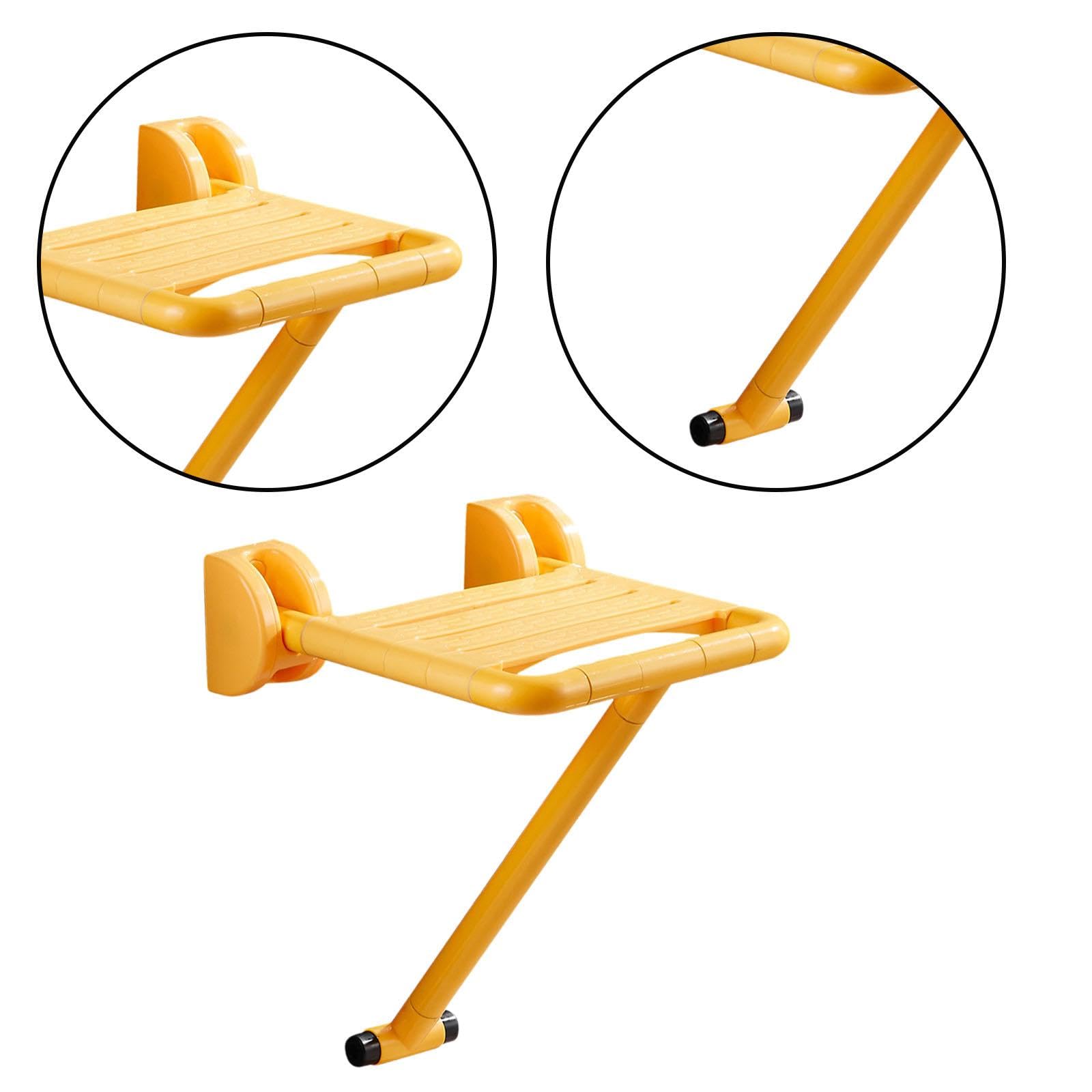 B Baosity Asiento de Ducha Plegable Reforzado con Base Estable Antideslizante Silla de Baño Montada en La Pared Taburete Plegable para Ducha Banco Ahorrador de, Amarillo