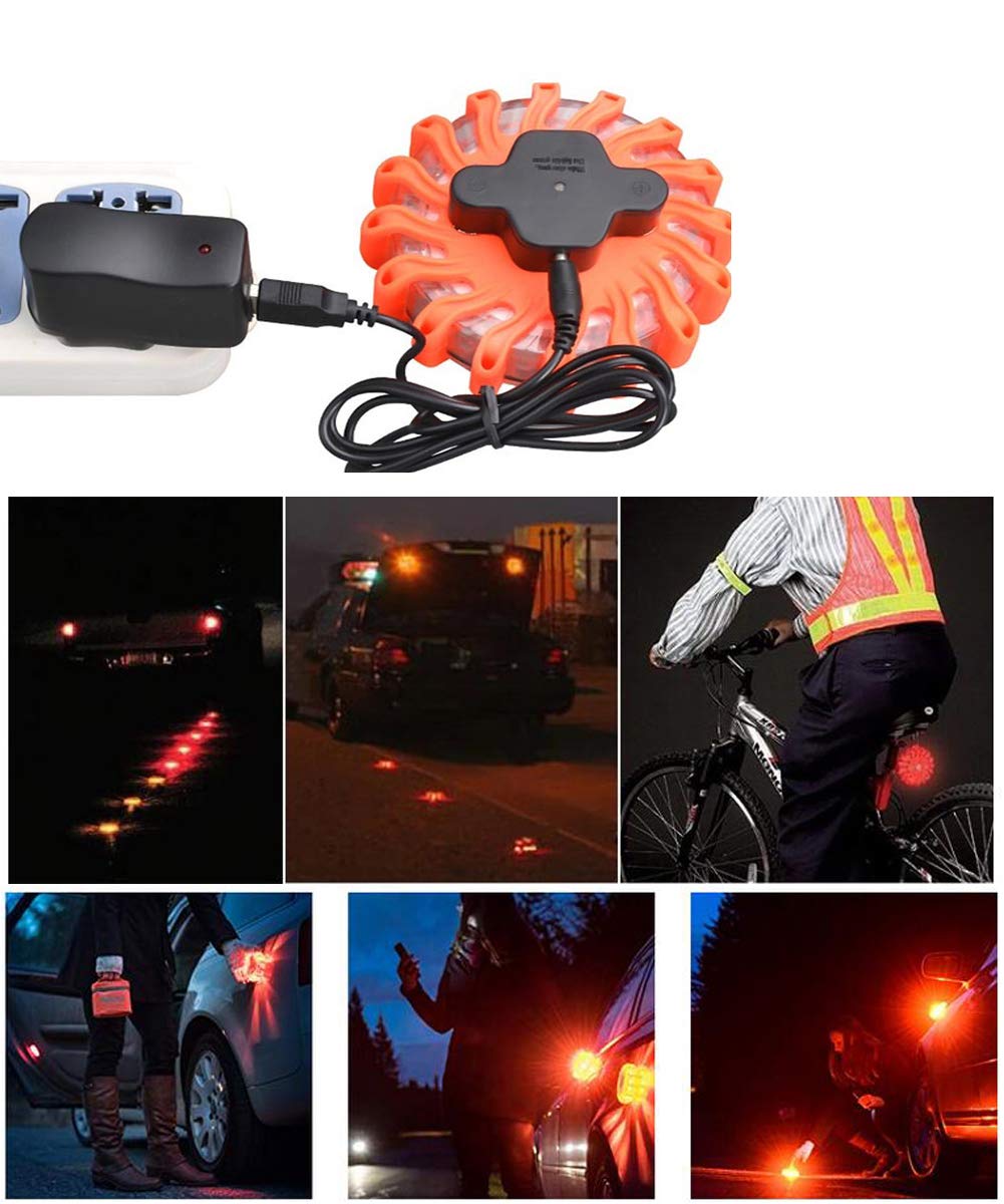 Gyrophare Balise de signalisation Lumineuse LED 3 Pack Témoin Lumineux Powerflare Kit Urgence Voiture Kit Securite Voiture Kit De Secour Auto vec Base Magnétique Lot (3 PCS)