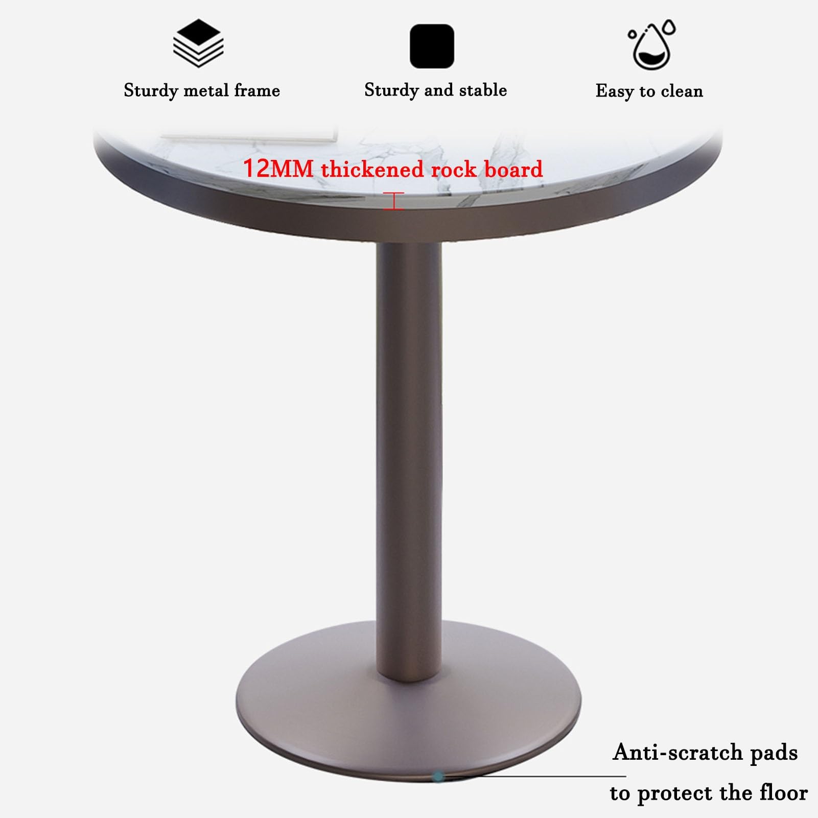 Mesa de conferencias redonda gris oscuro moderna multiusos para sala de reuniones, oficina, recepción, negociación, comedor, cafetería
