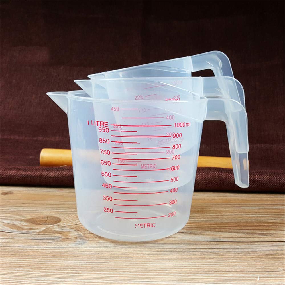 Set De 3 Pichets Doseurs En Plastique Transparent - 1L, 500ml, 250ml, Graduations Faciles à Lire, Sans BPA, Lave-vaisselle, Poignée - 8