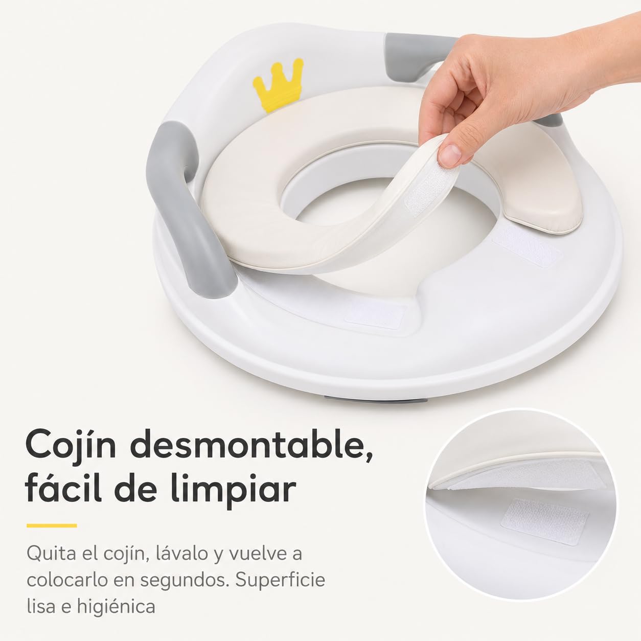 ALMAR Baby Adaptador WC Asiento Reductor de Inodoro para Niños – Entrenador de Baño con asas y respaldo, Cojín Acolchado y Diseño Antideslizante – Universal