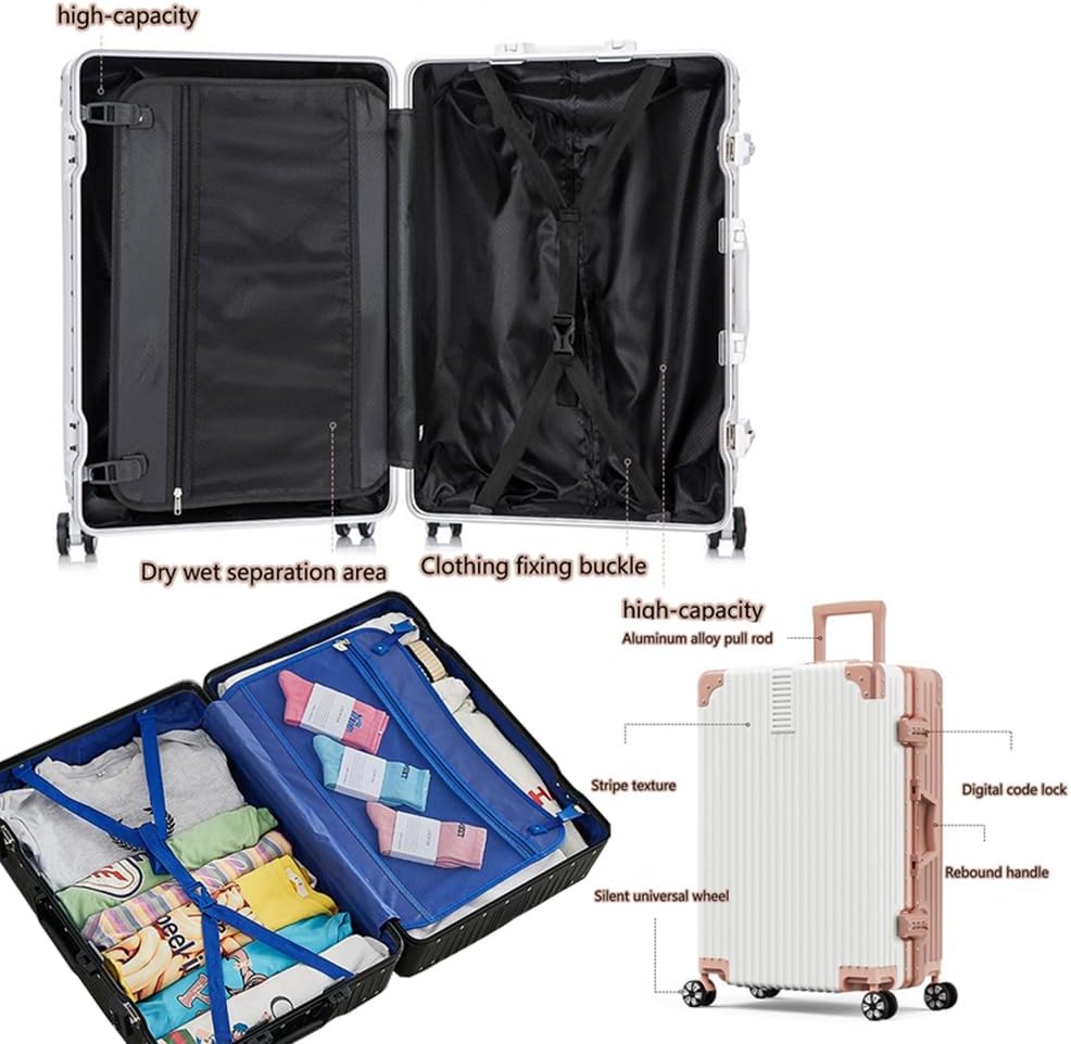 Suitcase Large Luggage 4 Wheels Lightweight Zipperless Hardshell Lightweight Luggage Sets 2 Piece,Red,26in