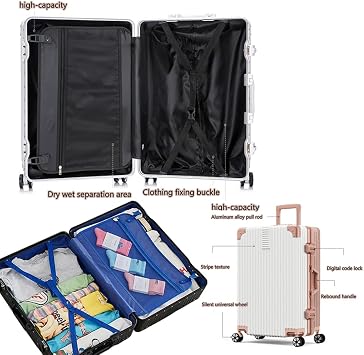 Suitcase Large Luggage 4 Wheels Lightweight Zipperless Hardshell Lightweight Luggage Sets 2 Piece,Dark Green,22in