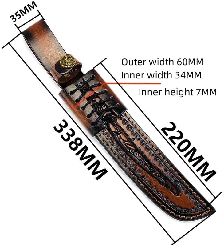 1PC Knife Sheath, 13inch Top-layer Leather Protective Cover for Belt with Snap Closure Fits for Outdoor Search, Rescue