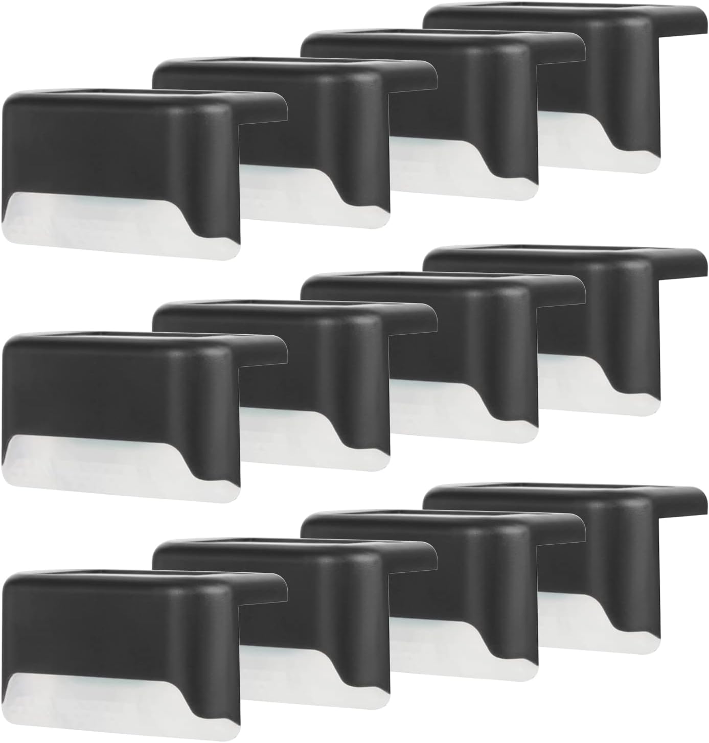 TWSOUL Solar Deck Lights 12 Pack Solar Solar Step Lights Outdoor Waterproof LED Lights Solar Fence Lights Wireless Illuminate for Stair Wall Patio Yard Path Fence Gate (Black, Cool White)