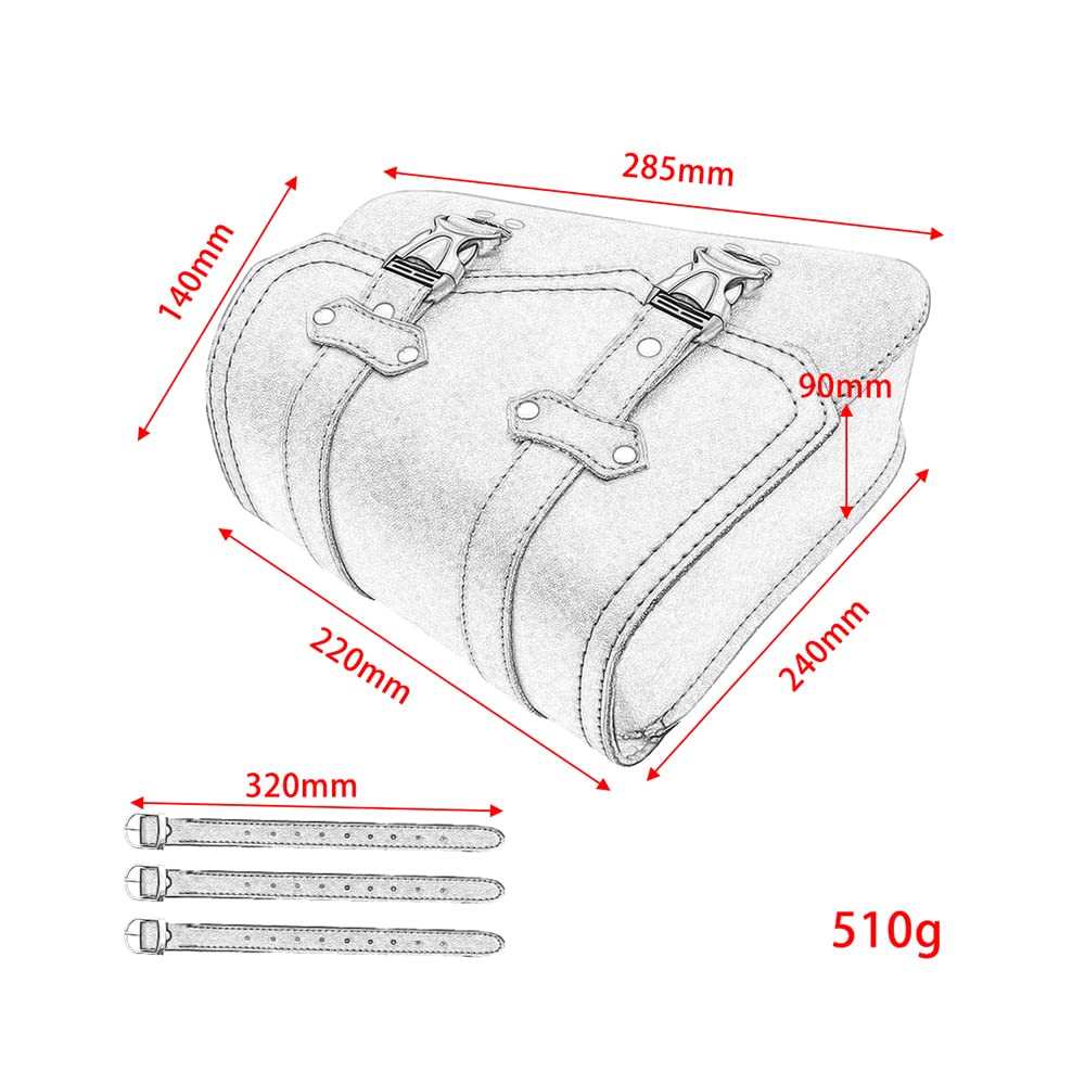 Sacoche de Selle de Moto en Cuir PU Universal Motos Sacs à Outils Kaki