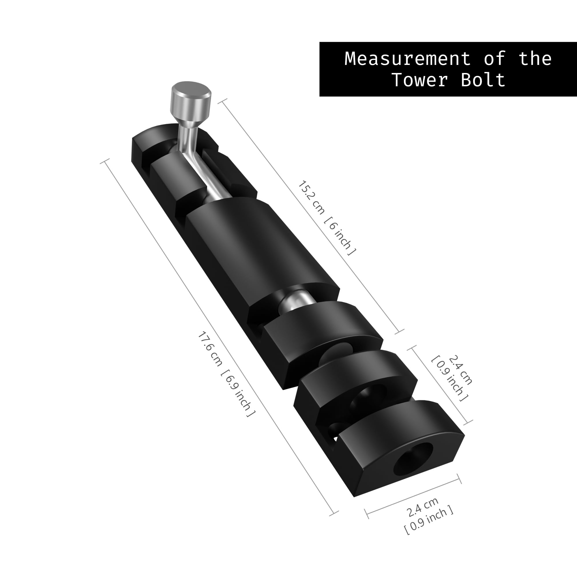 Atlantic Aluminium Tower Bolt 6 inch for Homes and Offices, Black Finish, Pack of 4 Pcs 2