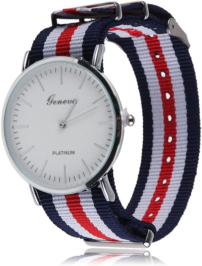 Orologio con cinturino di nylon con strisce rosso bianco blu : Amazon.it:  Orologi