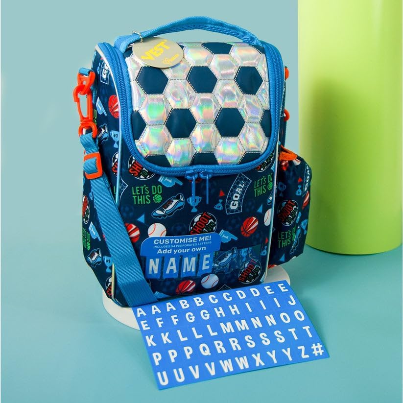 Image of Kids Double Decker Cooler Insulated Lunch Bag Large Tote for Boys, Girls, Men, Women, with Adjustable Strap (football-ln-bag-03)