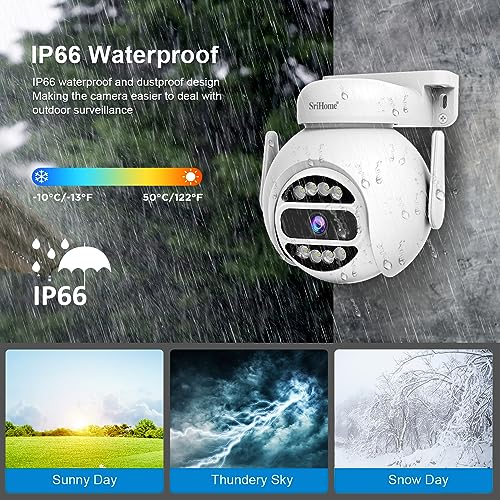 Image of Srihome SH047 4MP QHD 2560 * 1440p WiFi IP Camera WiFi PTZ Outdoor Home Security CCTV Camera Pan & Tilt 2 Way Talk Color Night Vision Motion Detection Supports MicroSD Card Upto 128GB