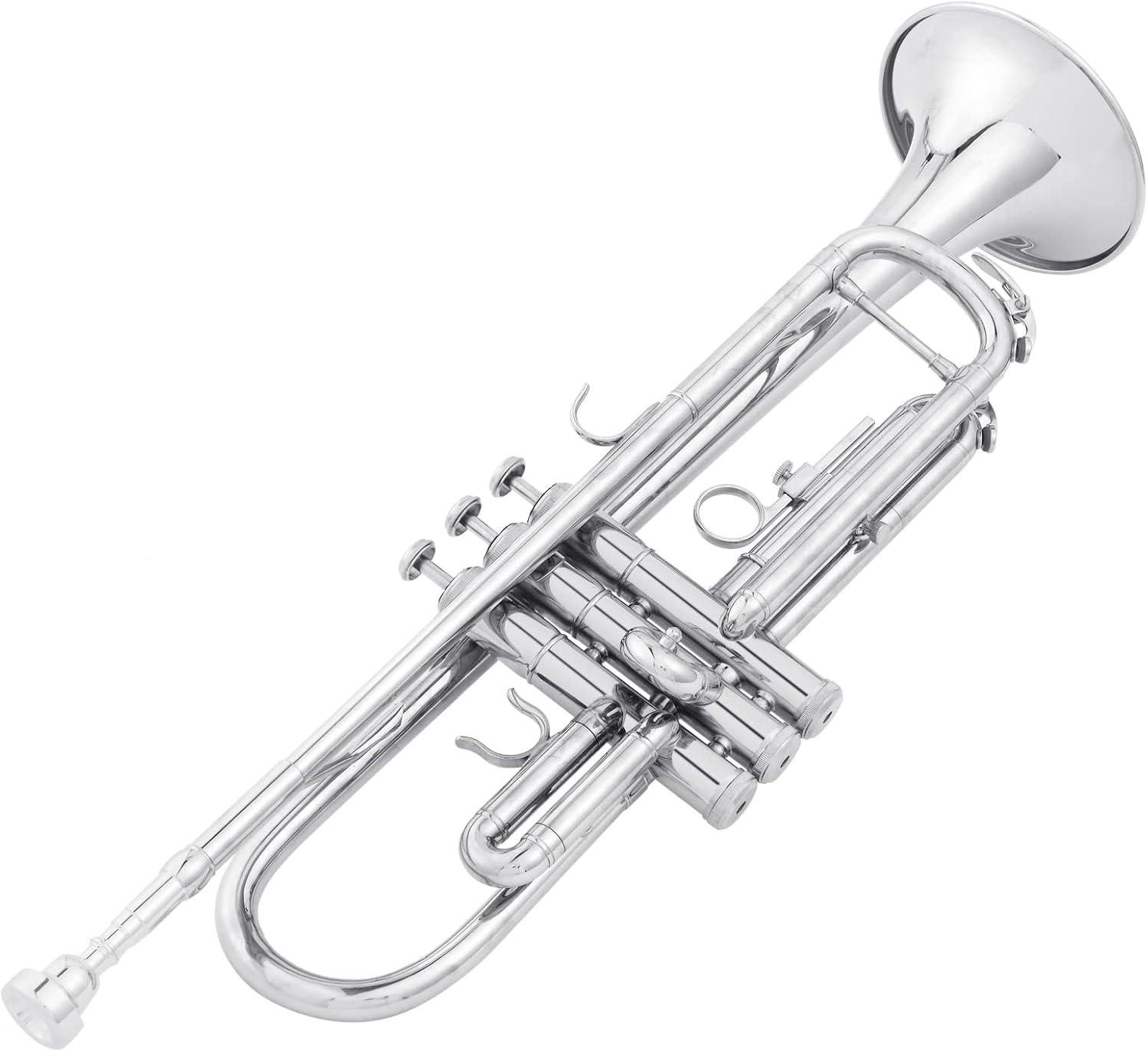 Ktaxon Bb Standard Trumpet for Beginners,Trumpet for Student with Hard Case,7C Mouthpiece,Cleaning Cloth,Gloves,Brass Instruments for Kids and Adults(Silver)