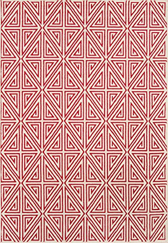 Momeni Rugs , Baja Collection Contemporary Indoor & Outdoor Area Rug, Easy to Clean, UV protected & Fade Resistant, 1'8" x 3'7", Red