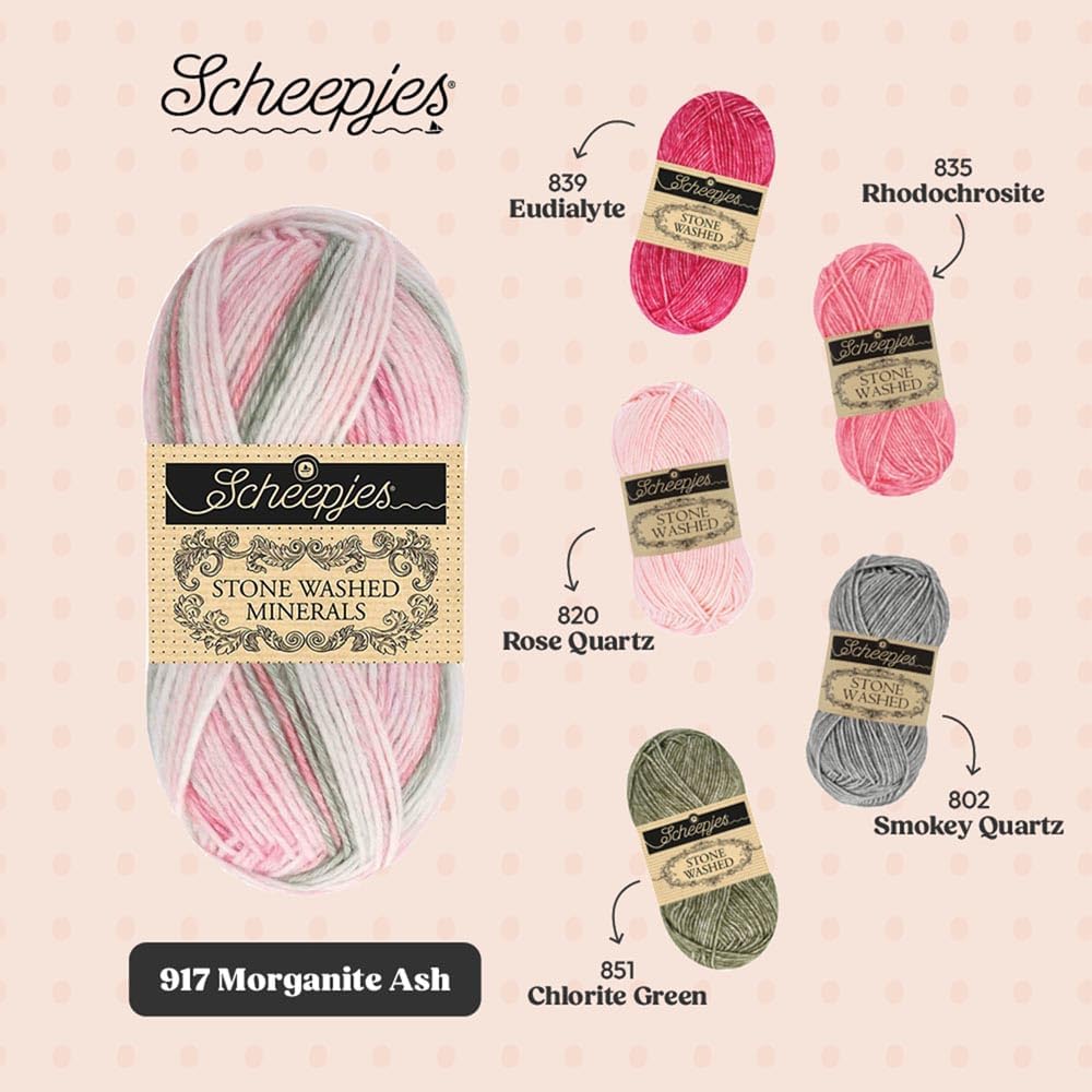 Scheepjes Stone Washed Minerals Yarn 50 g Ball – 917 Morganite Ash