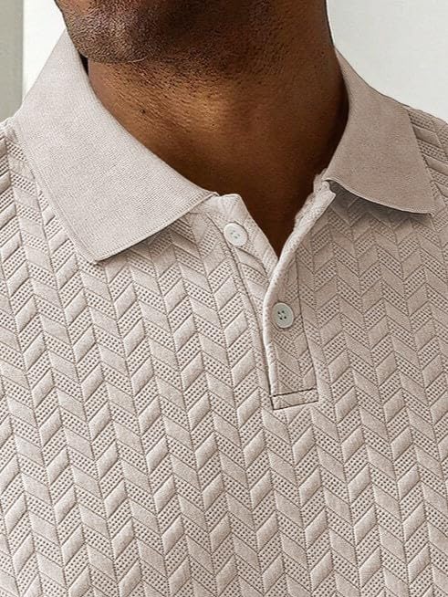 Image of GRECIILOOKS Textured Polo T-Shirt for Men | Premium Collared Jacquard Leaf Polo | Smart Casual & Formal t Shirt for Men | Stylish t Shirt for Mens for Office, Party & Everyday Outfit