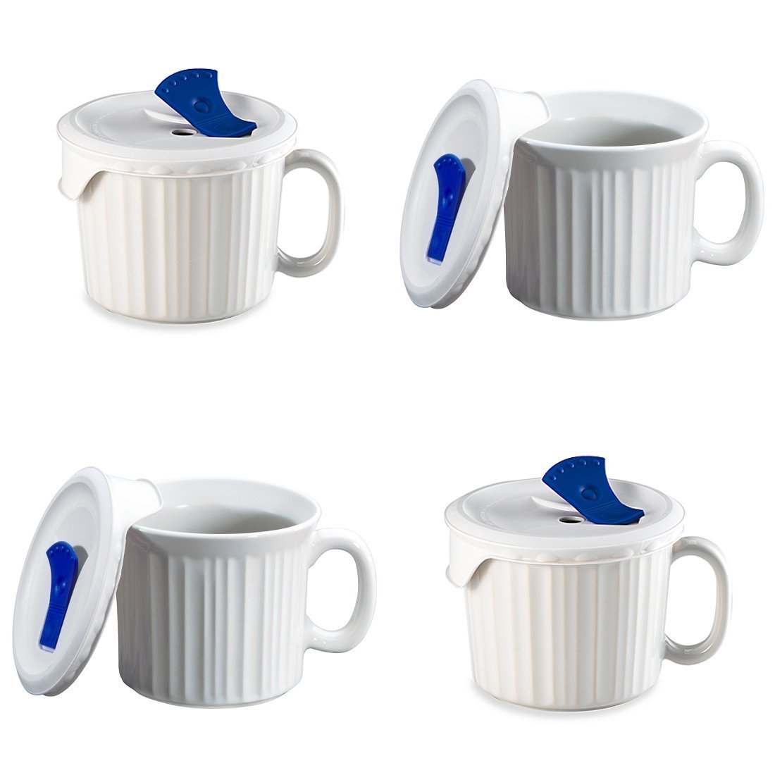 【新品　未使用】CORNINGWARE 4Mugs Amazon.com: CorningWare Pop-Ins 20oz Meal Mugs with Blue Vented