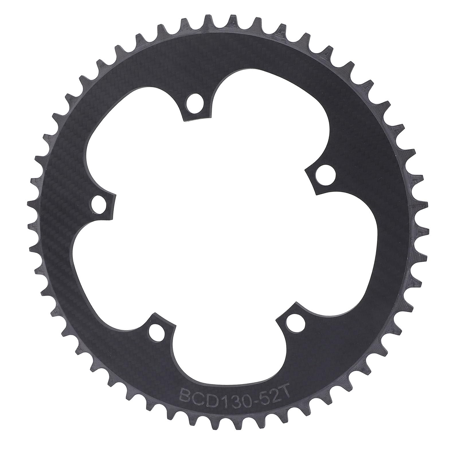 Ausla Tarcza Rowerowa Pierścień łańcucha Rowerowego z Włókna Węglowego 52T 130BCD 5 Otworów Lekka, Płynna Zmiana Biegów Wydajne Przenoszenie Mocy dla Rowerzystów Składanych na Rowerze Szosowym