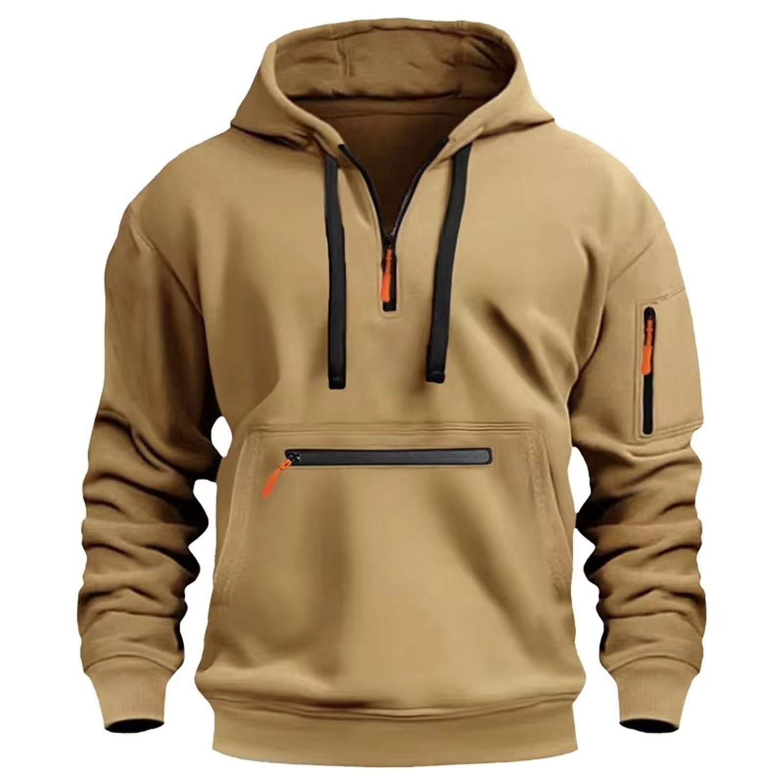 GUOYUXIAO Felpa con Cappuccio da Uomo Oversize con Zip, Autunno-Inverno