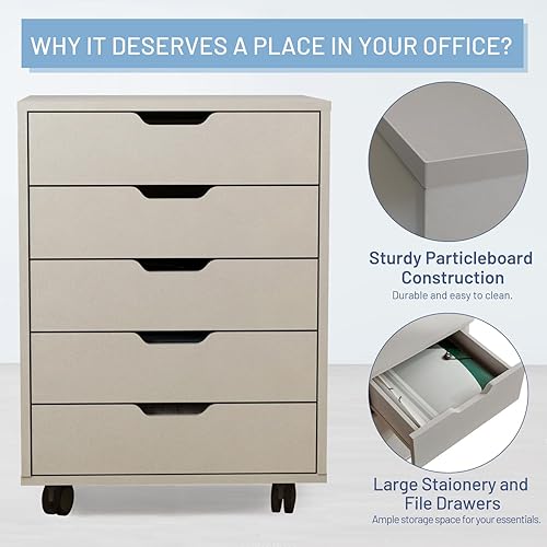 Miniatura 4 de Zanzio Archivador móvil para oficina en casa con 54 cajones delgados, pequeño gabinete vertical comercial con ruedas, archivador rodante para