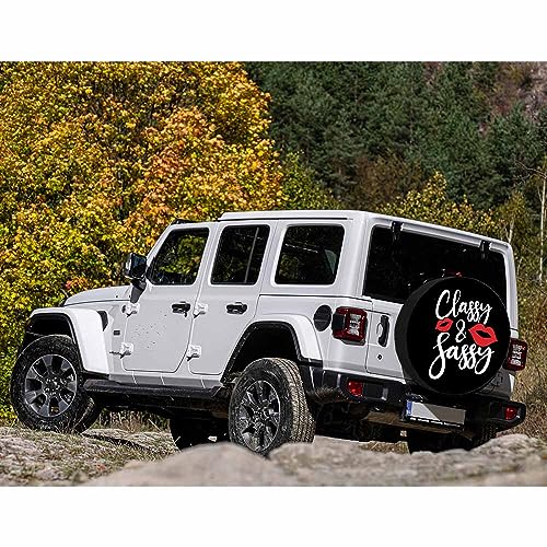 Image of Classy and Sassy Kiss Spare Tire Cover Art Font Sassy Lady Brash Girl Weatherproof Universal Wheel Protectors Camper Tire Covers for Trailer Rv Travel(17 inch)