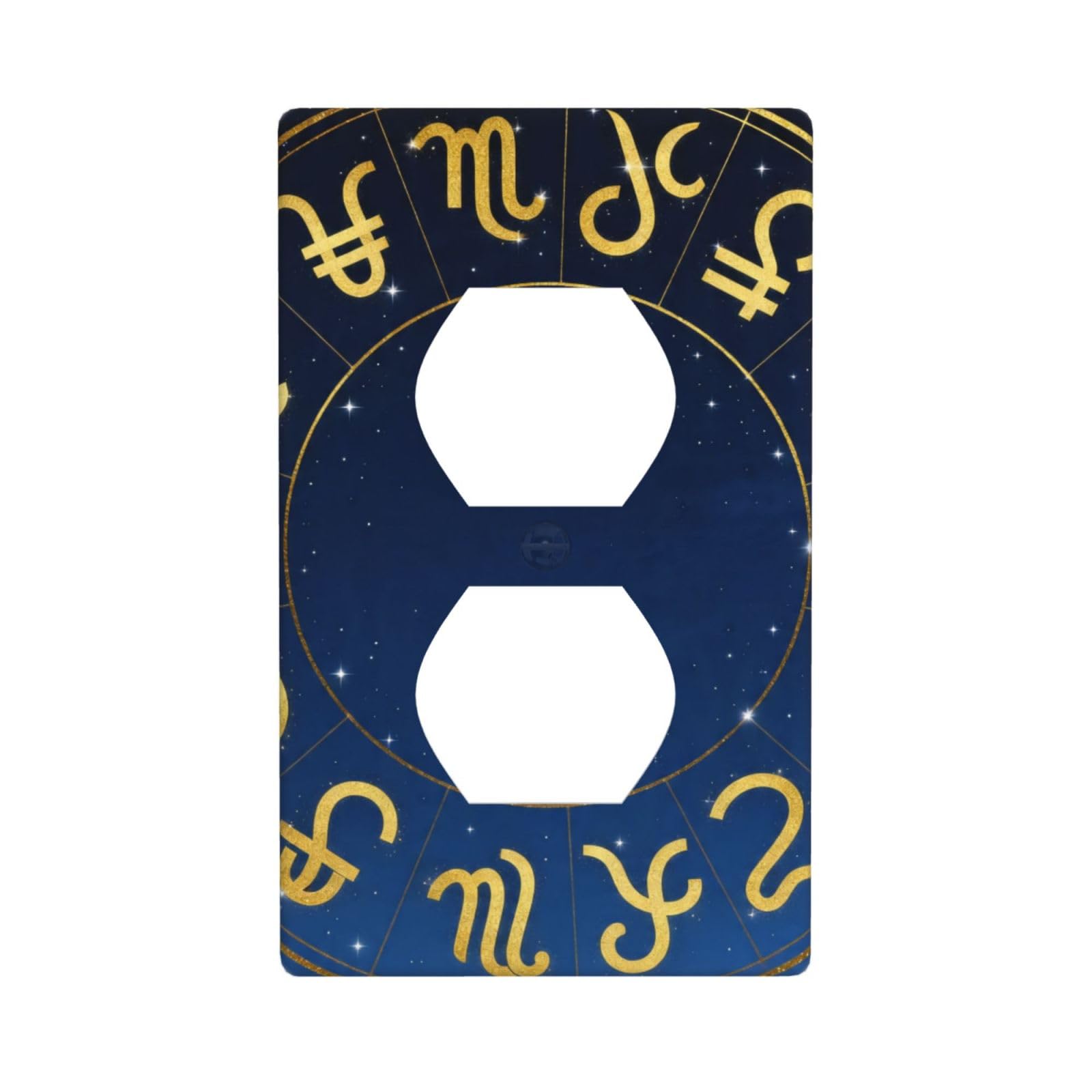Zodiac Symbol Gold Decorative Switch Plate Cover-Unbreakable Polycarbonate Wall Plate for Home Office, 1 Gang with Screws