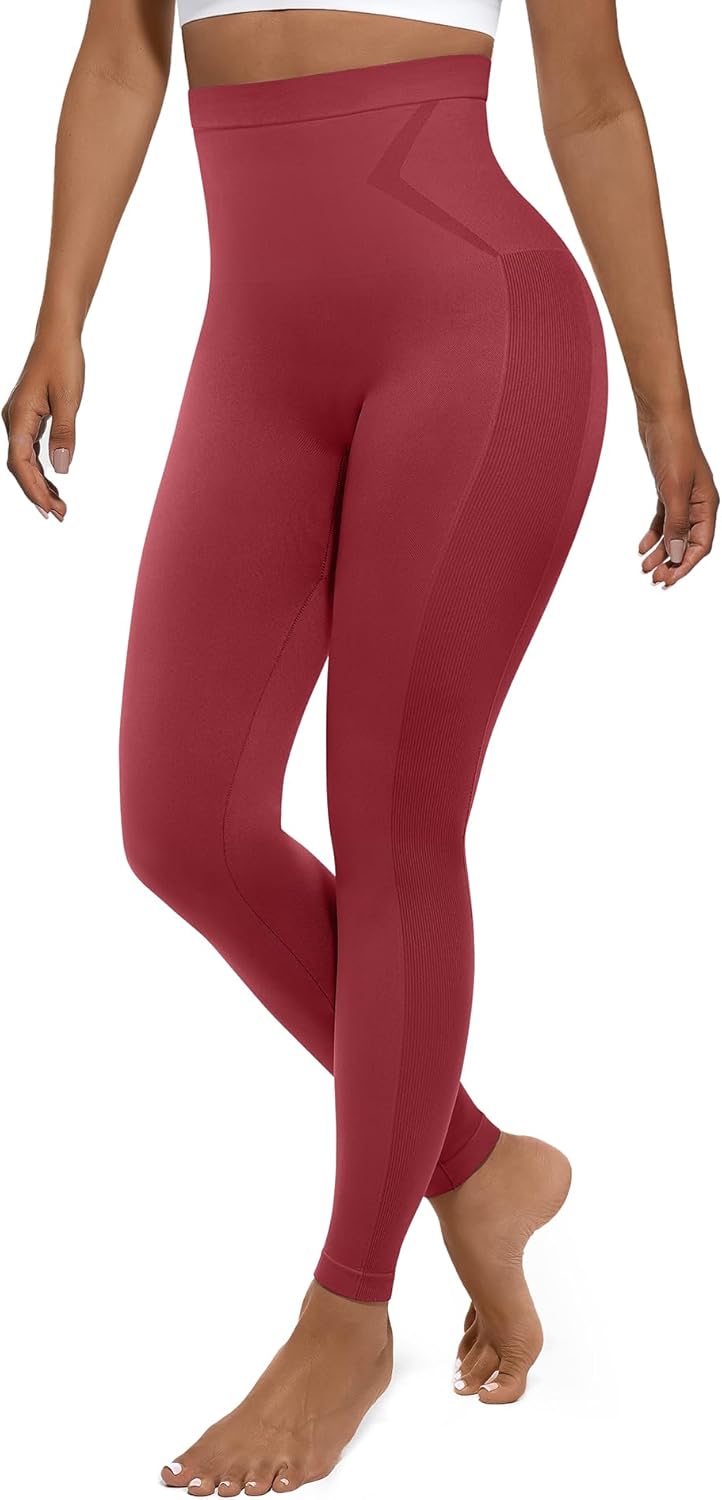 FeelinGirl Leggings for Women Tummy Control High Waisted Compression Leggings Seamless Shapewear Pants Non-See-Through