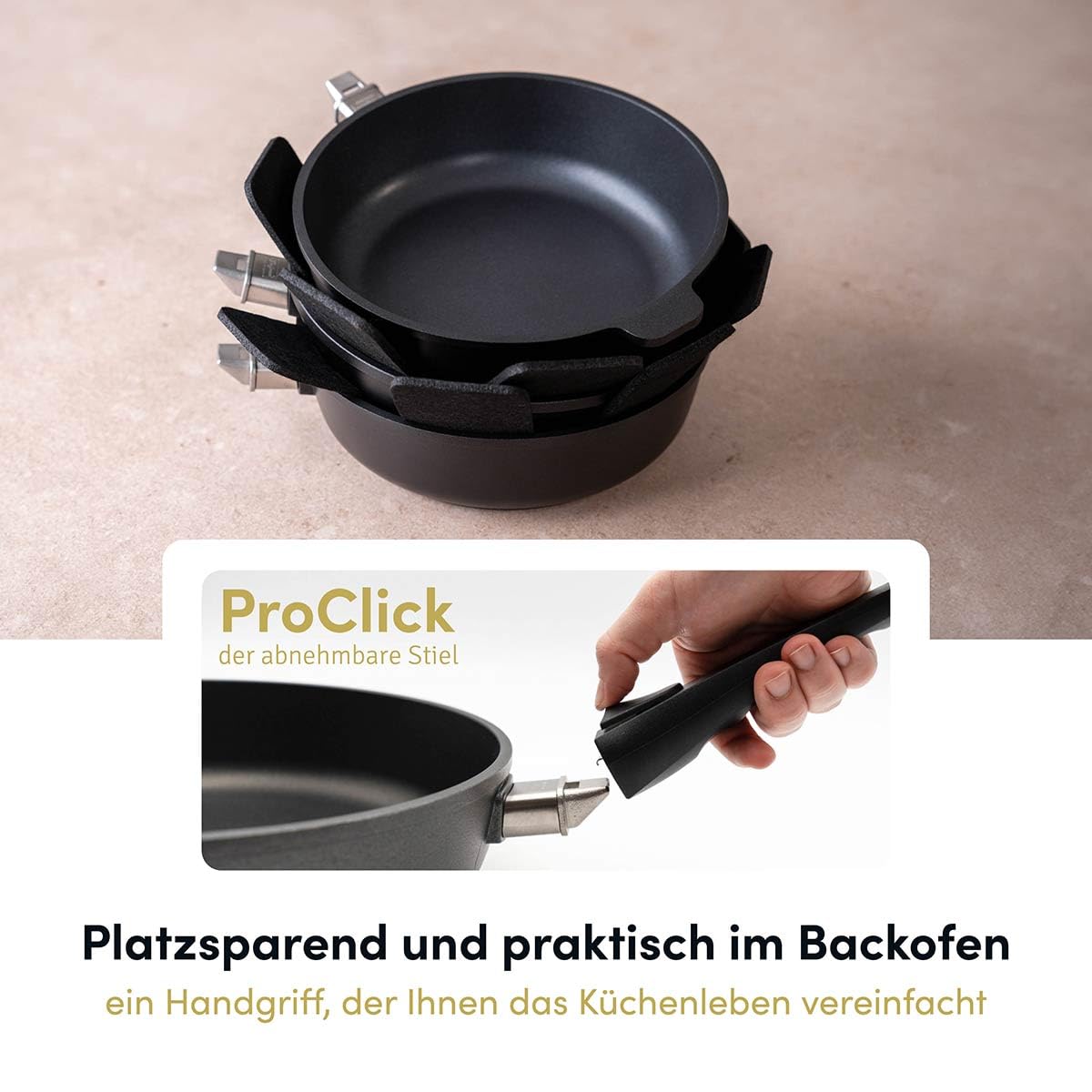Hoffmann STONIQ Crêpepfanne Ø 28 cm IQ-SHIELD Antihaftbeschichtung | PFAS-frei, Abnehmbarer Griff, Induktionsgeeignet, Made in Germany