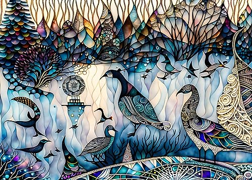 Troupeau d'oiseaux sur toile pour salon deco scandinave affiche 58x90 cm SERENDIPITP