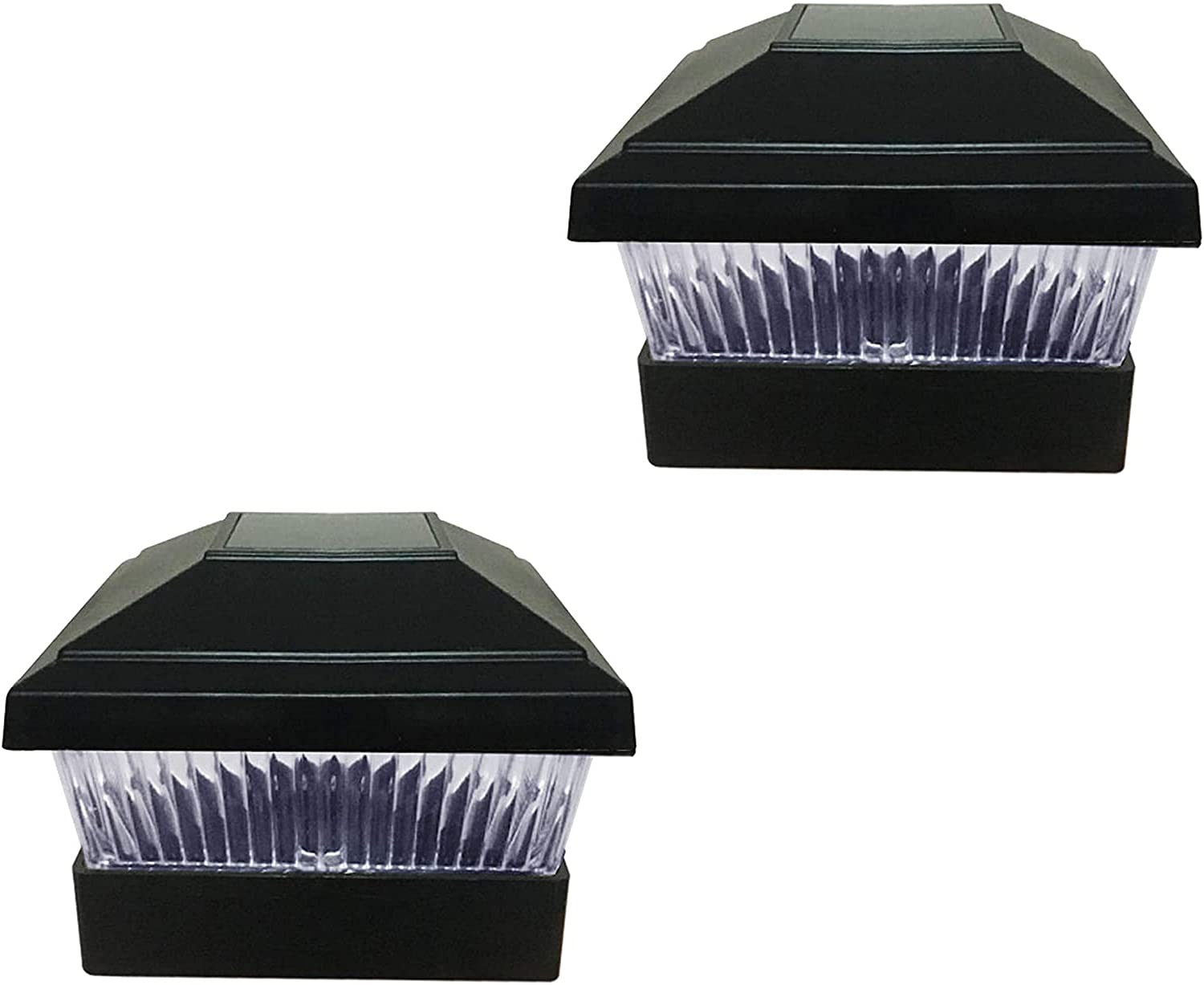 Optimal Products Solar Decking Motion Sensor Garden Lights Wall Patio Fence Waterproof LED Light Post Lights Dec Lights Stake Lights (2pc Square Post Light Black)