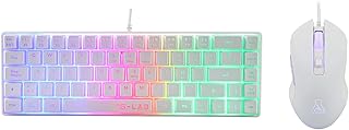 The G-Lab Combo Hydrogen – Pack de Teclado de ratón Gamer, Teclado Gamer 60% con Cable, retroiluminación RGB, azerty, Formato Compacto + ratón Gaming RGB, 6 Botones, 6200 dpi – PC/PS4/PS5 – Blanco