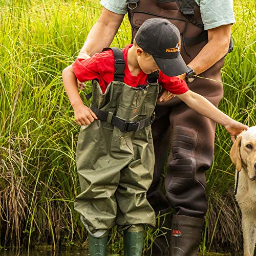 Hisea Kids Chest Waders Nylon/Pvc Youth Fishing Waders For Toddler & Children Waterproof Hunting Waders With Boots & Reflect Safety Band #TOP5