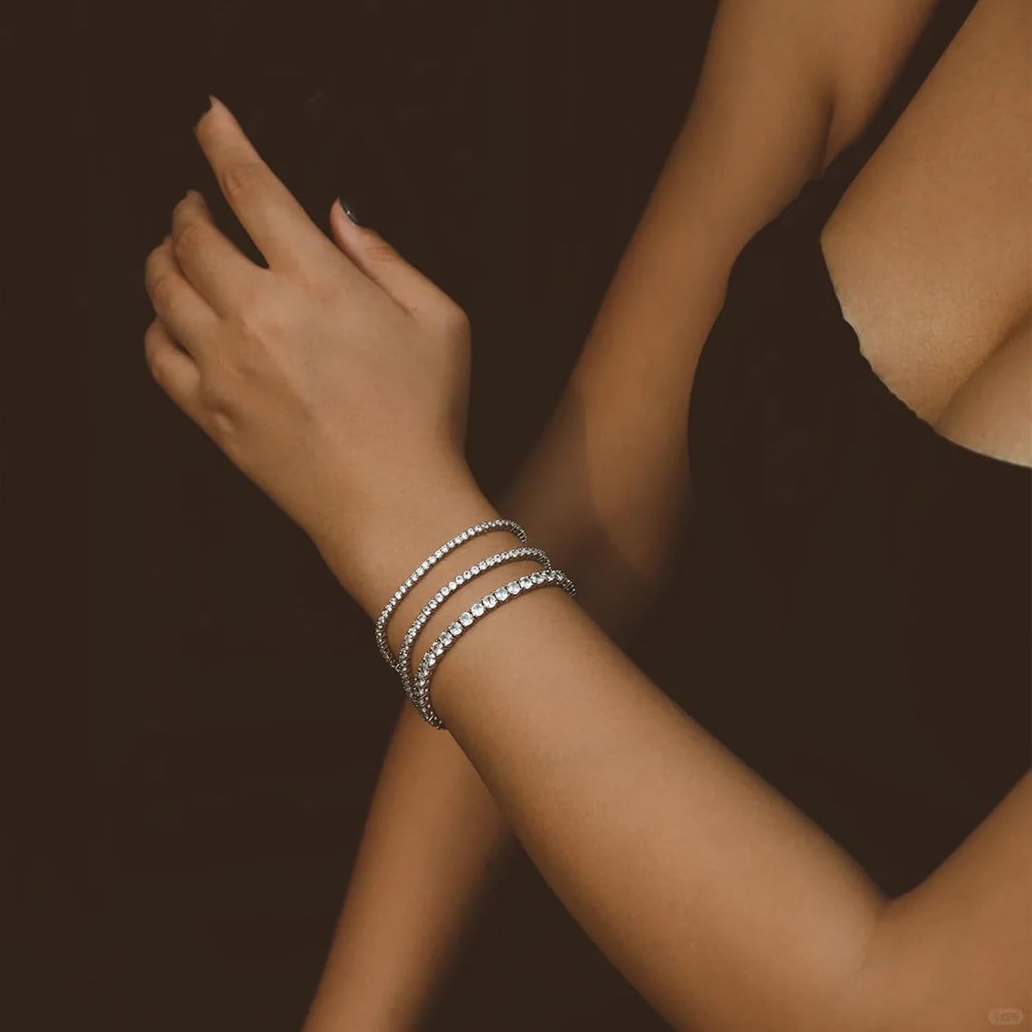 Moissanite Tennis Bracelet, 3MM-3.56Carats Diamond Adjustable Bracelet,18K White Gold Plated 925 Sterling Silver Hypoallergenic, Tennis Bracelet for Women. - Image 6