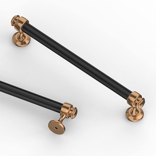 Asidrama Paquete de 10 manijas de gabinete de cocina moleteadas de 7 pulgadas (6.969 in), color negro mate, tiradores de gabinete, accesorios de