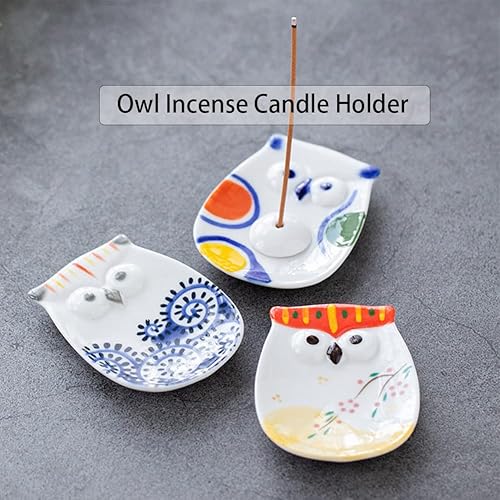 Miniatura 5 de Soporte para cono de incienso de búho, cono de cerámica, quemador de incienso de animales de dibujos animados, soporte de incienso de porcelana con