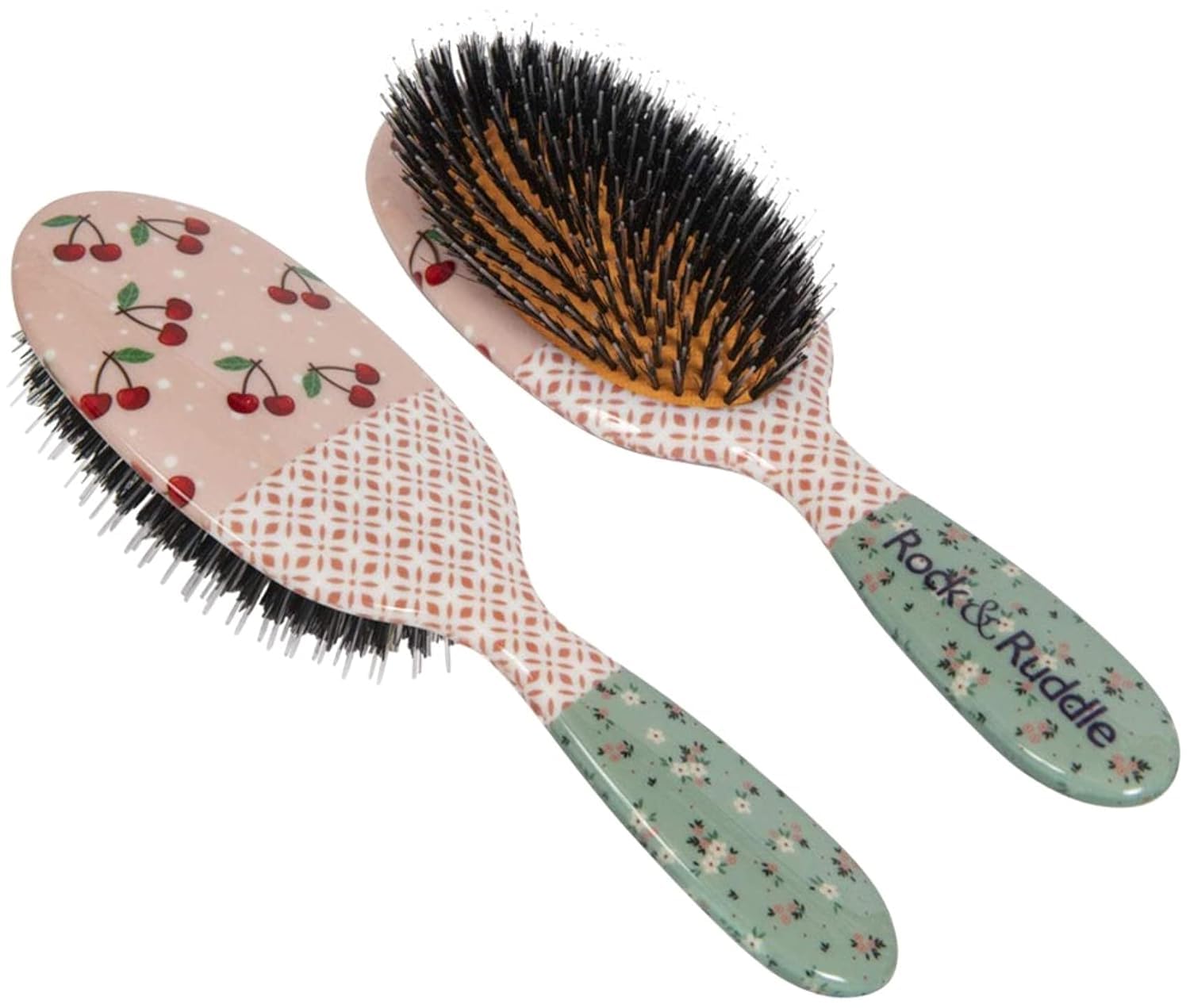 Rock & Ruddle Natural Mixed Boar Bristle Hair Brush for Women and Kids (Large, 21 cm) - Perfect for Wet or Dry Hair, Detangling Smoothing Blowdrying -
