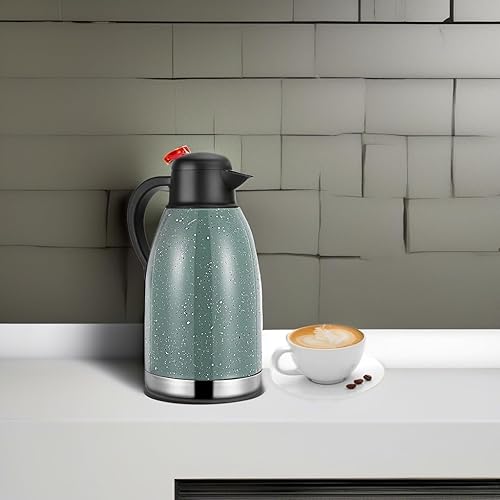 Miniatura 5 de Yummy Sam Jarra térmica de café de acero inoxidable de 68 onzas (2 elevadores) de doble pared al vacío, dispensador de bebidas de café y agua,