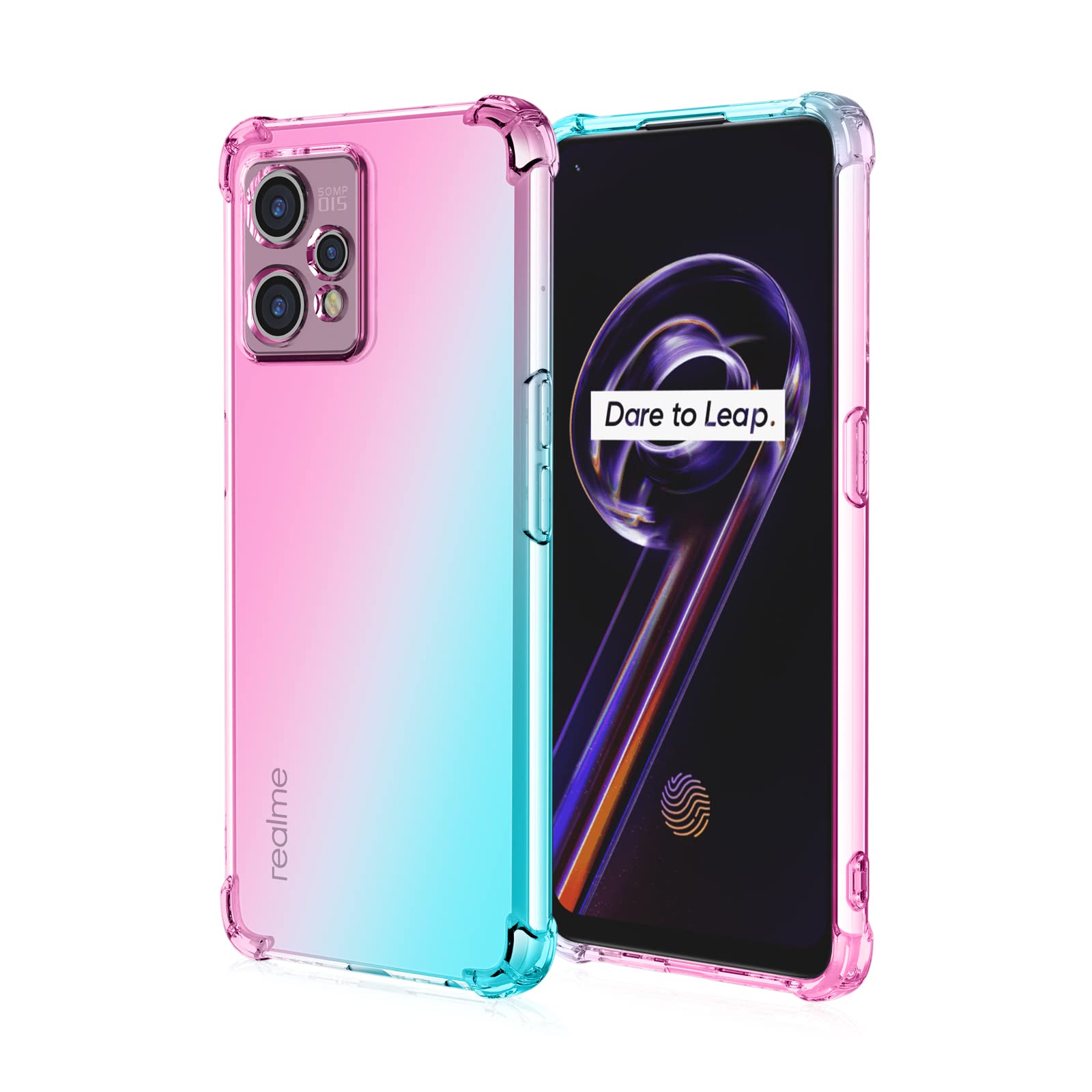 GOGME Cover per Realme 9 PRO/Realme 9 5G (6.6), Custodia in TPU a Gradiente Colori, [Rinforzare la con Angoli] Custodia Trasparente Silicone Morbida Ultra Sottile Case (Rosa/Verde