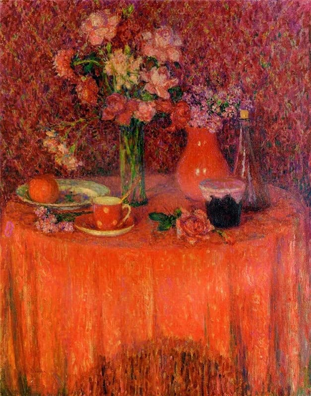 Tableau la Table Harmonie en Rouge pour habiller un mur vide - Art Mural 60x90cm