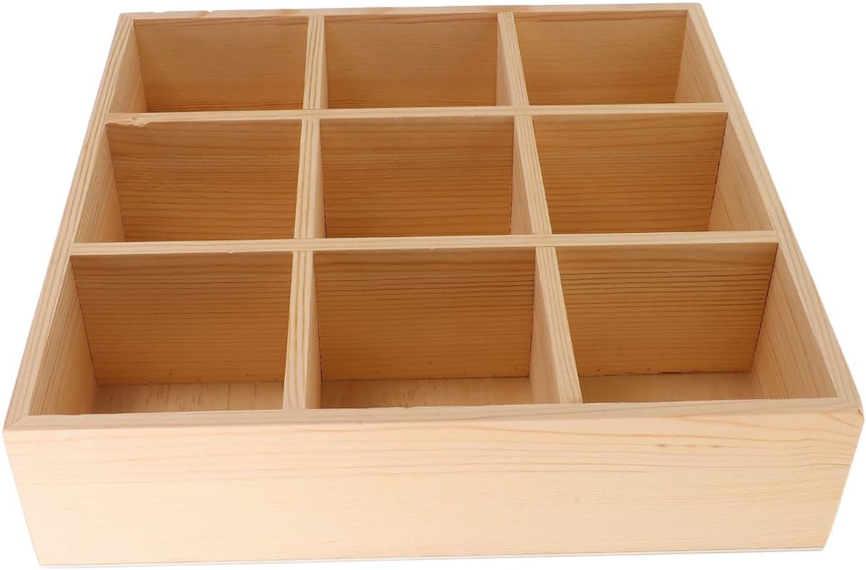 PRETYZOOM Wooden Compartment Organizer for Tea Bags and Coffee Packets Multi Functional Storage Box for Sugar Packets for Kitchen Countertop and Coffee Stations