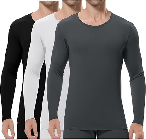URATOT Mens Thermal Underwear Tops Crewneck Fleece Lined Long Sleeve Tops for Men Base Layer Cold Weather Winter Warm
