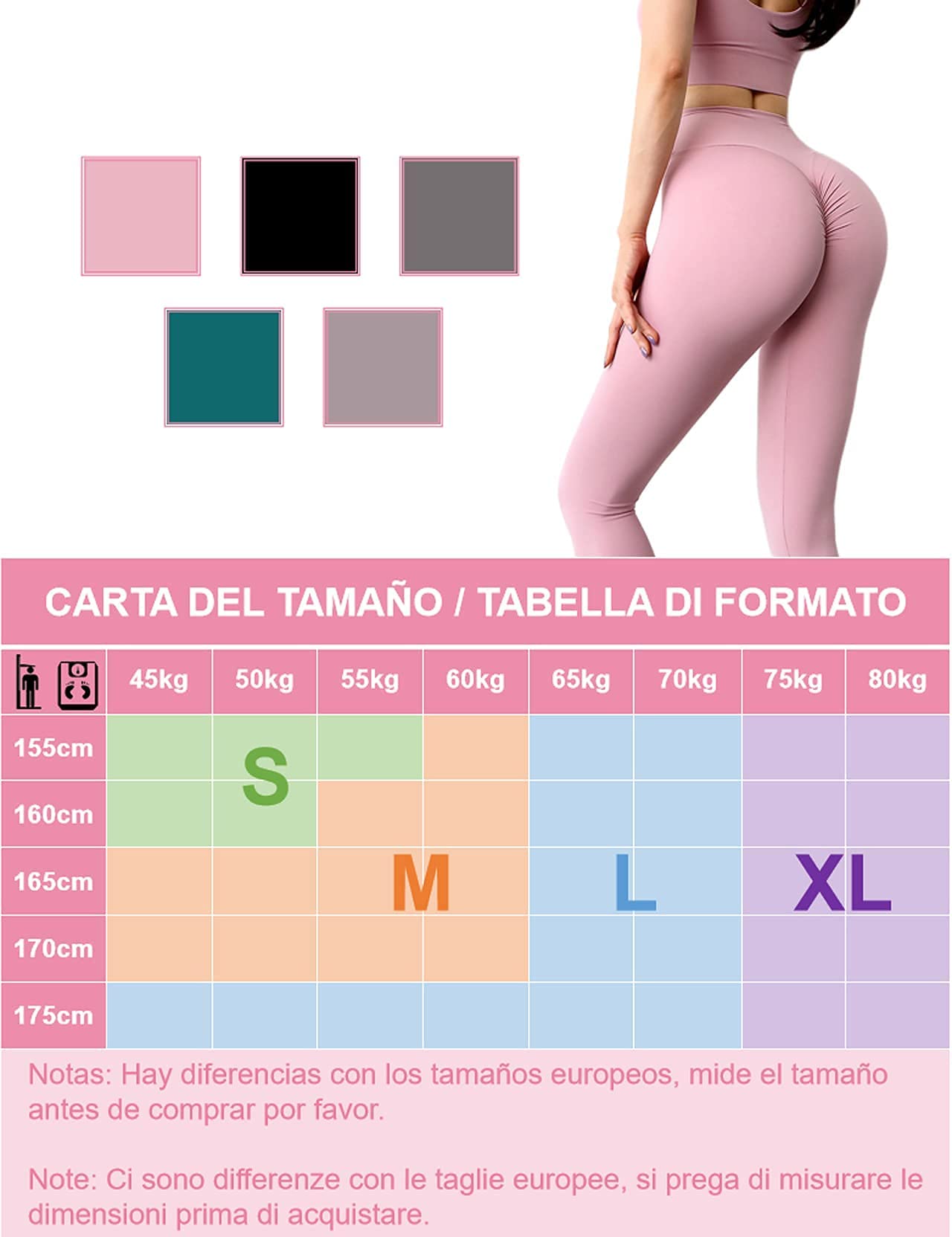 Leggins Donna Push up Vita Alta Pieghettata Pantaloni Sportivi Yoga