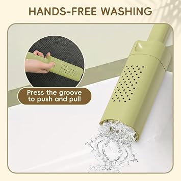 Foldable Hand-Washable Mini Mop, Portable Self-Wringing Small Mop, Self-Squeezing Mini Sponge Mops Powerful Absorbent Mop Mini Easy Mop for Kitchen Bathroom Desktop Car (Beige)
