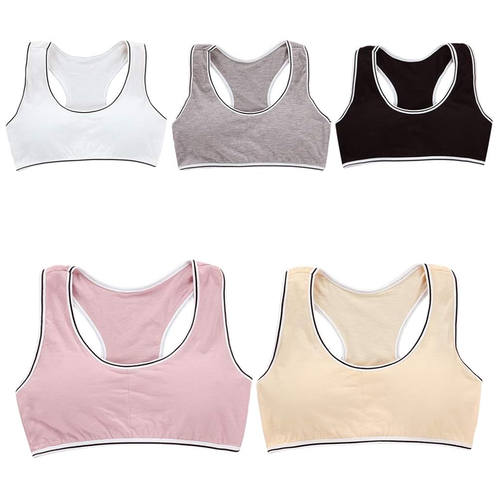 Sayletre 8-14 Years Young Girls' Cotton Blend Sports Training Bras Puberty Children Soft Breathable Underwear Teenage Kids Crop Vest Tops Clothing