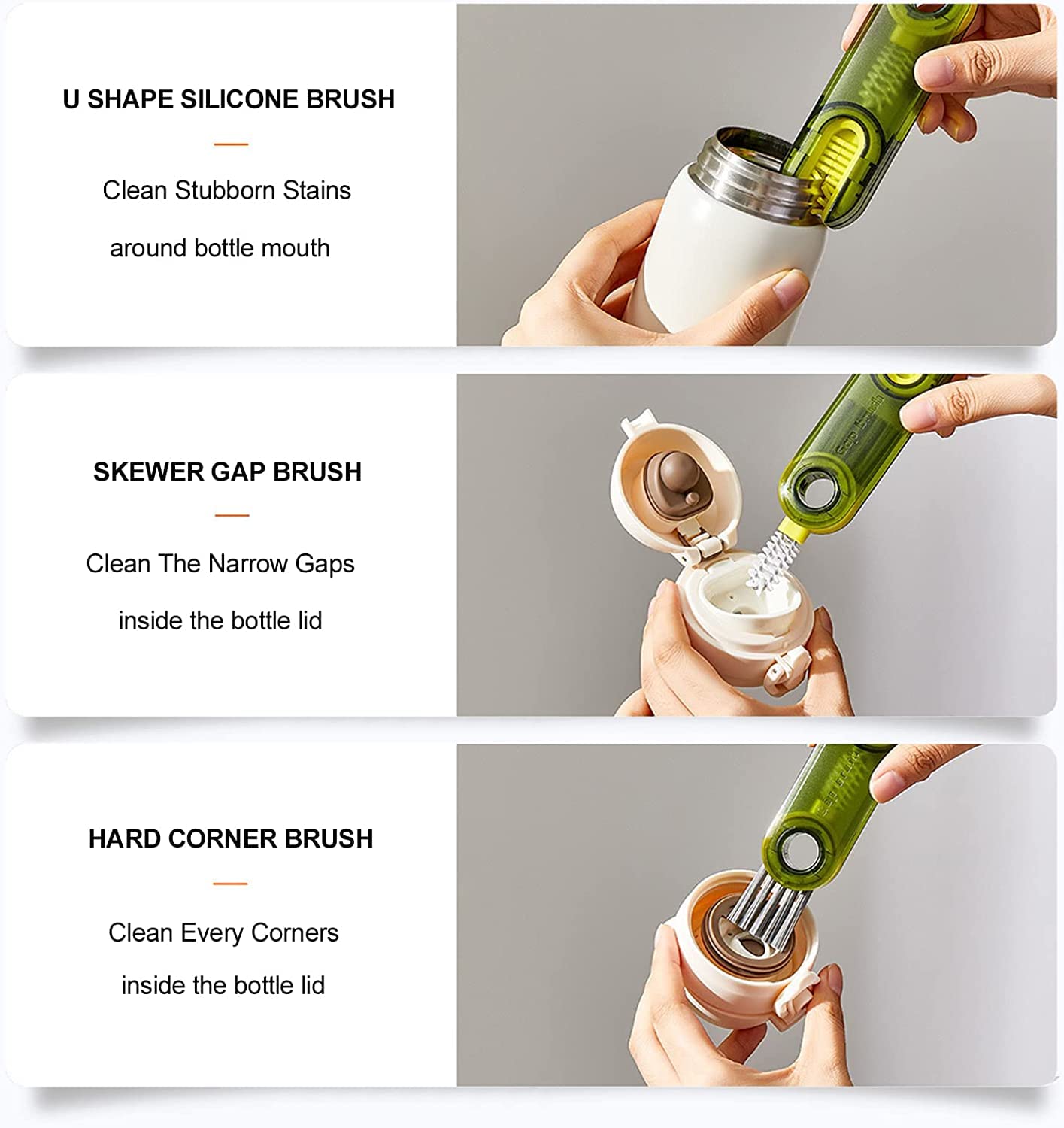 OMAZING KITCHEN 3 in 1 Cup Lid Gap Cleaning Brush Set, Tiny Bottle Cup Lid Detail Brush Straw Cleaner Tools Multi-Functional Cleaning Brush, Multipurpose Bottle Gap Cleaner Brush (1Pcs, Multi Color) 1