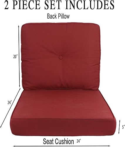 Miniatura 5 de Cojines para sillas de exterior, 24 x 24 pulgadas, impermeables, resistentes a la decoloración, cojines para muebles de patio, sofá de jardín, funda